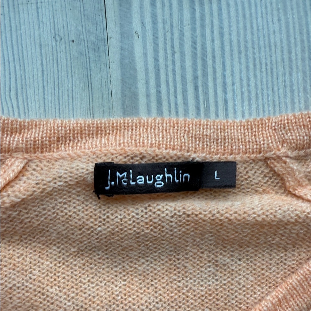 J. McLaughlin Women’s Light Orange/Peach Crewneck Cashmere Sweater - Picture 2 of 5